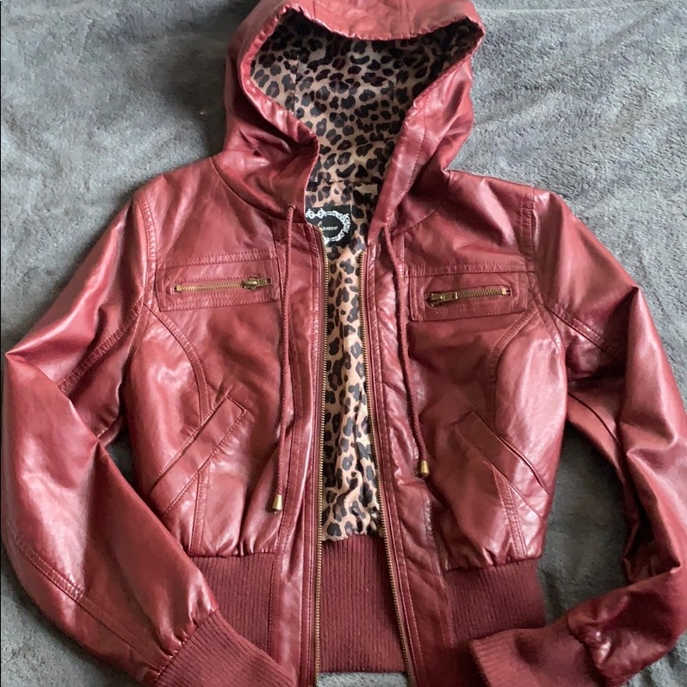 Faux leather bomber jacket